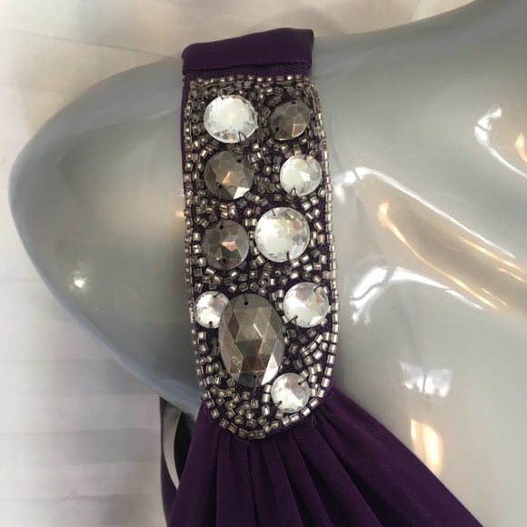 Speechless Club Jr Social Shiny Purple Dress Size S Bodycon Jewel Party Y2K New - Picture 3 of 13